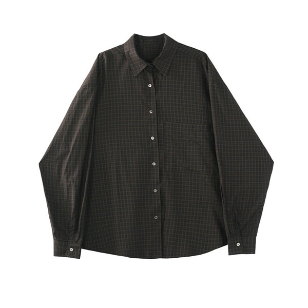 한국 스타일 체크 캐주얼 셔츠 