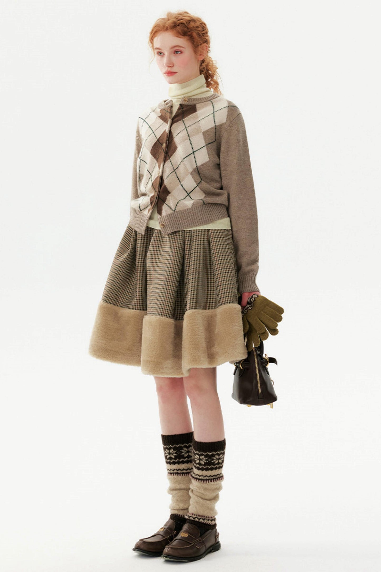 Preppy Wool Diamond Cardigan