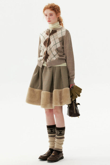 Preppy Wool Diamond Cardigan