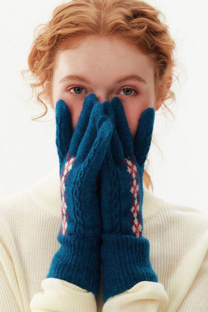 Fair Isle Wool Knit Gloves