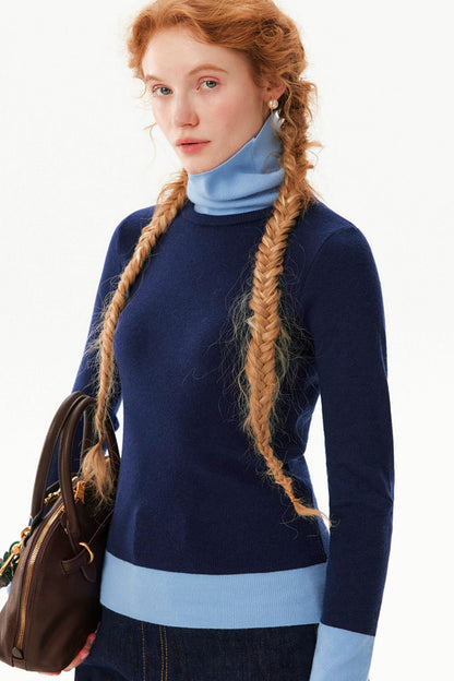 Color-Blocked Turtleneck Knitwear Sweater