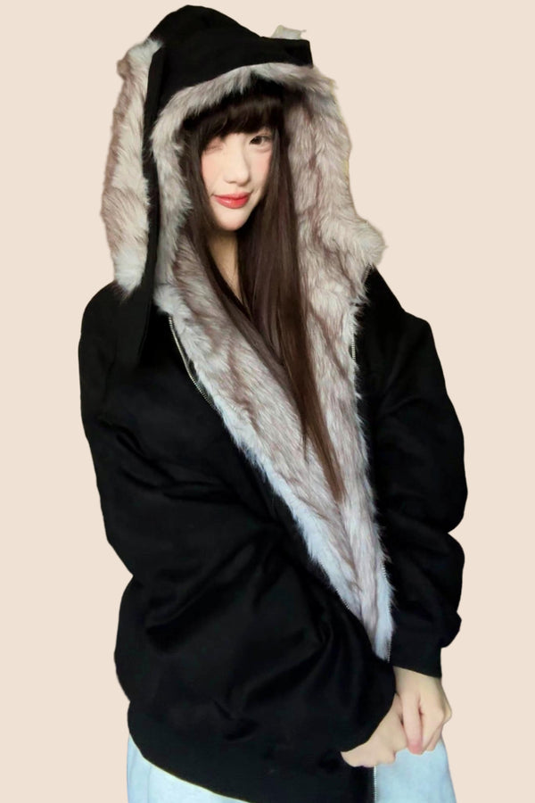 Hooded Bunny Ear Cardigan Jacket