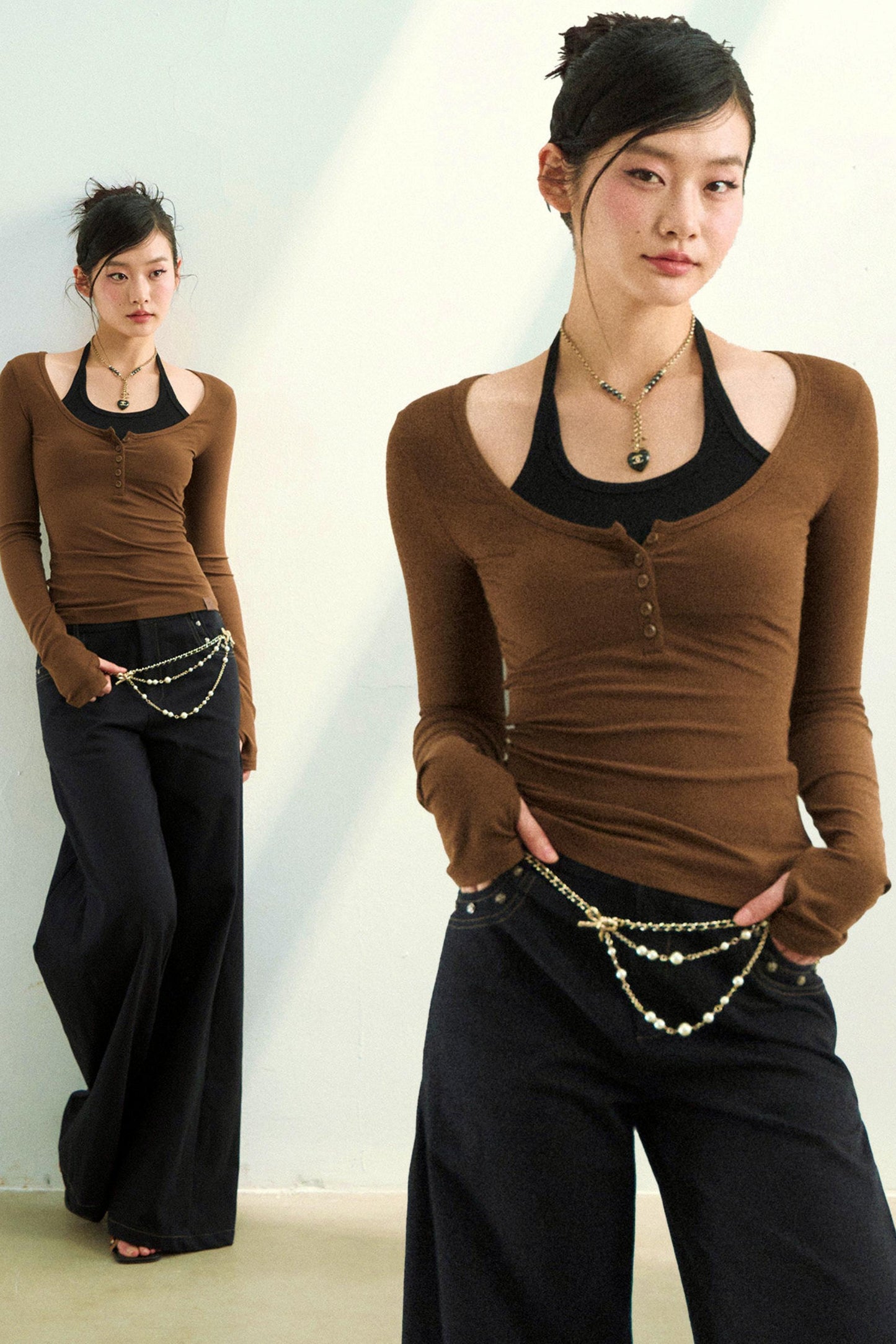 Viapitti Halter Neck Faux Lyocell Top
