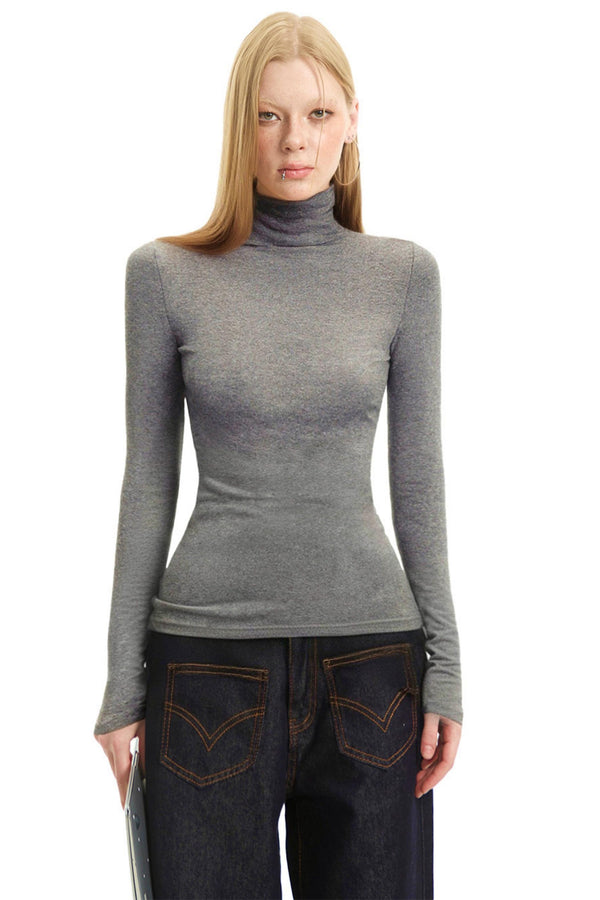 Black High-Neck Layering Top