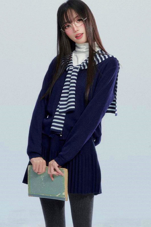 Striped Knitted Shawl Top