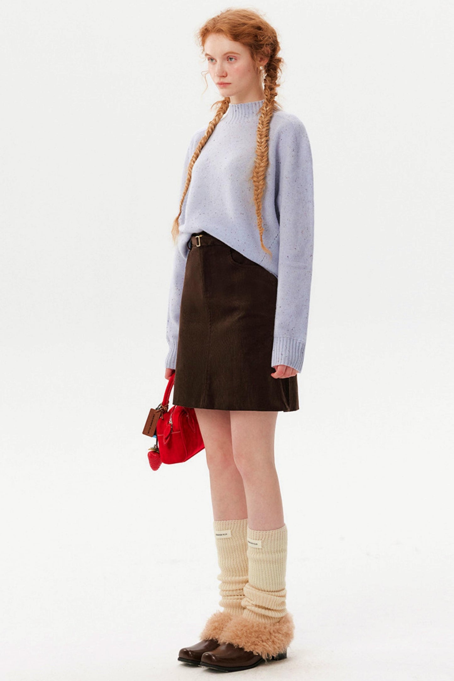 Brown Corduroy A-Line Skirt