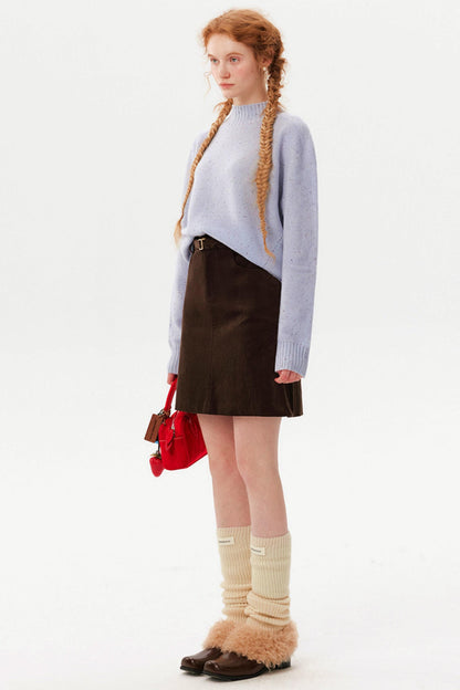 Brown Corduroy A-Line Skirt