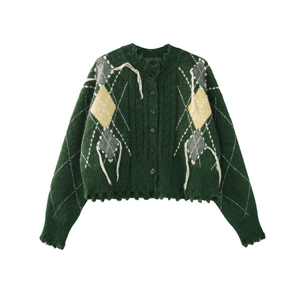 두꺼운 퀼팅 느긋한 스타일 스웨터 