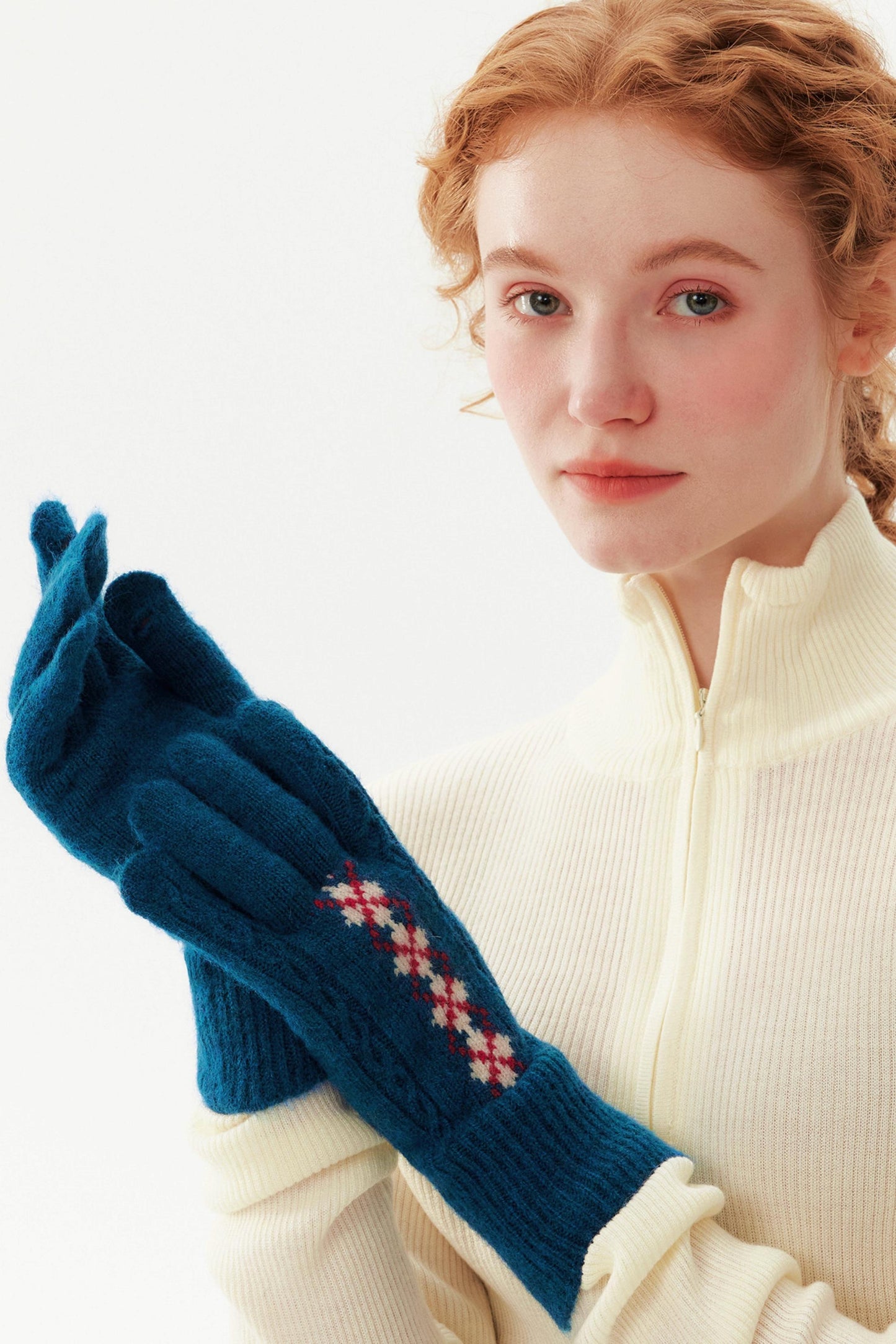 Fair Isle Wool Knit Gloves