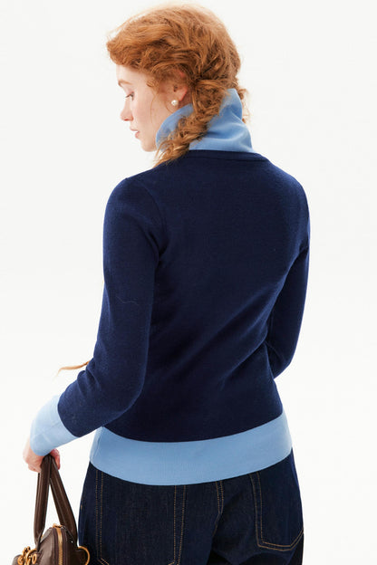 Color-Blocked Turtleneck Knitwear Sweater
