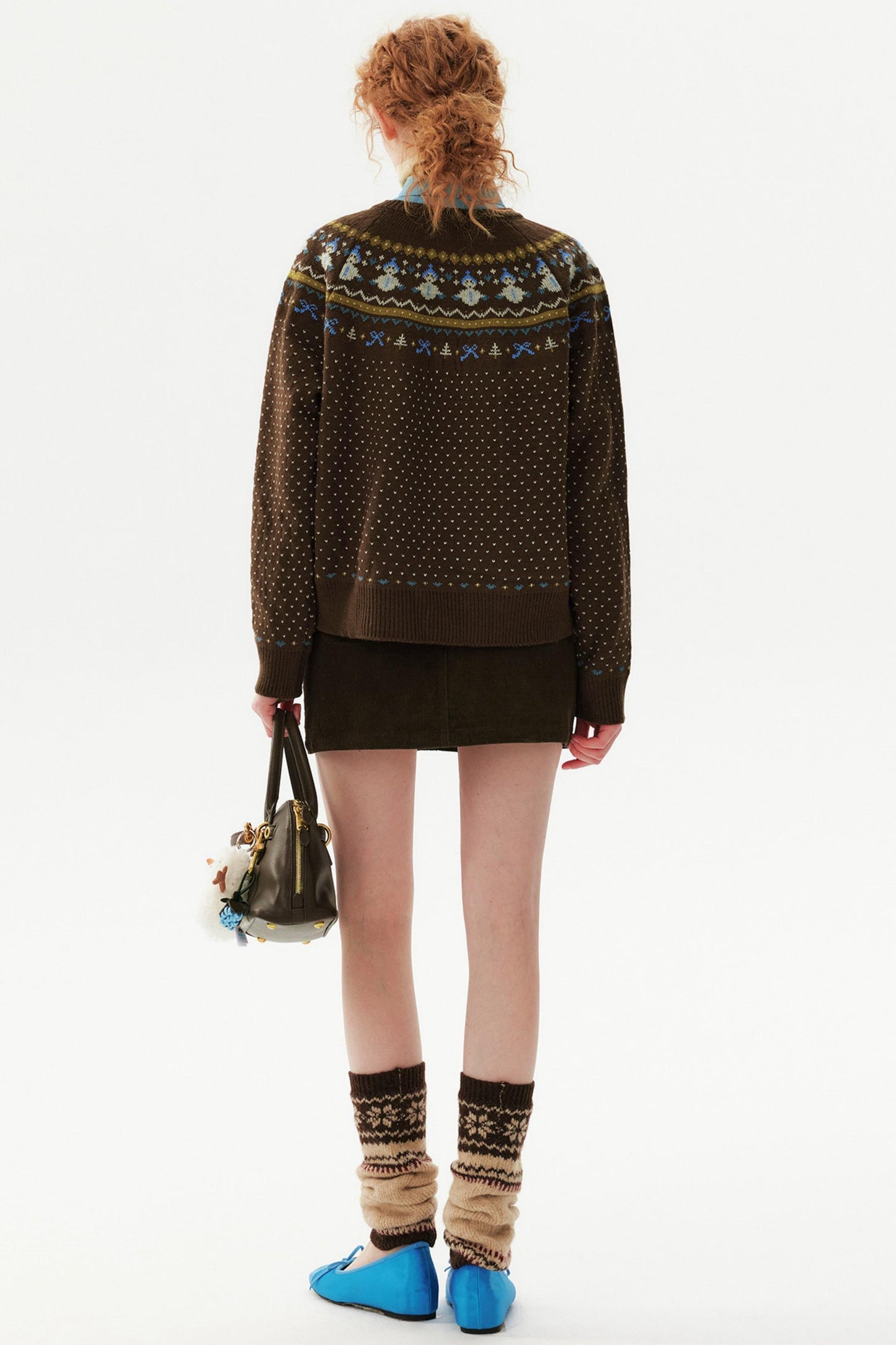 Snowman Jacquard Wool Cardigan