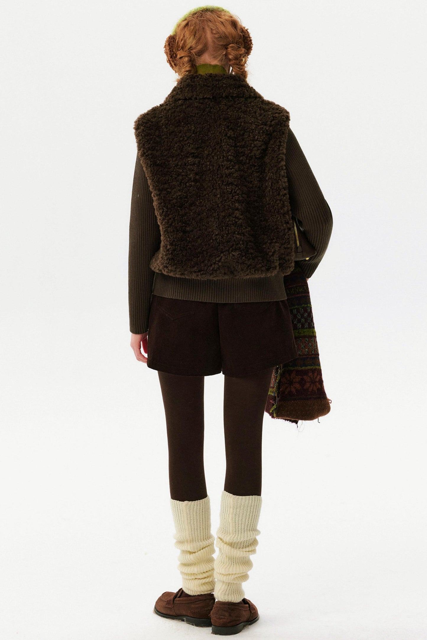 Knitted Patchwork Shearling Jacket