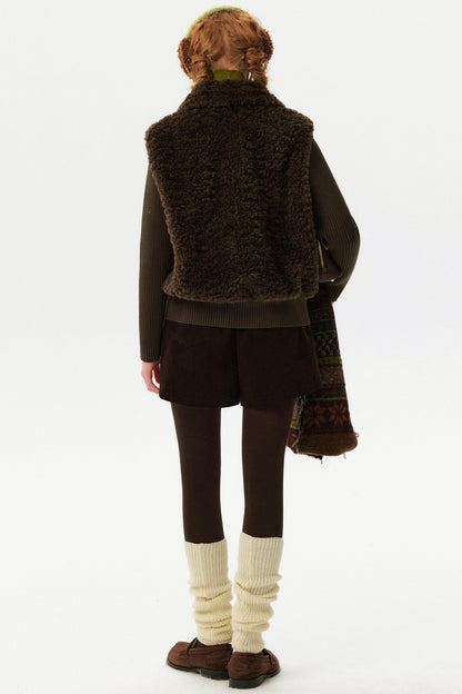 Knitted Patchwork Shearling Jacket