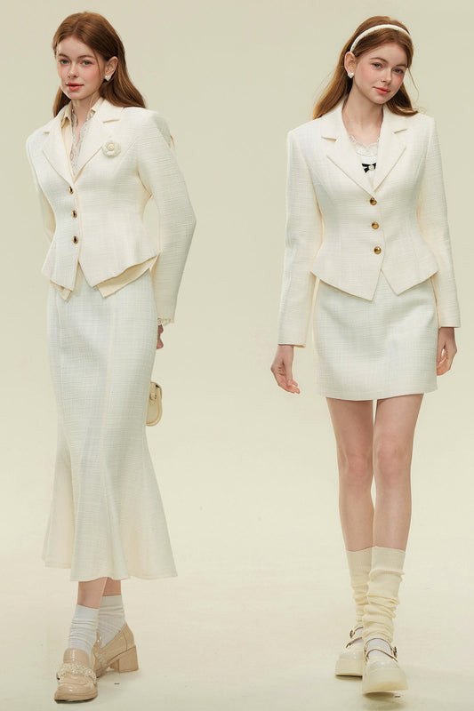 Spring Tweed Jacket & Skirt Set-Up