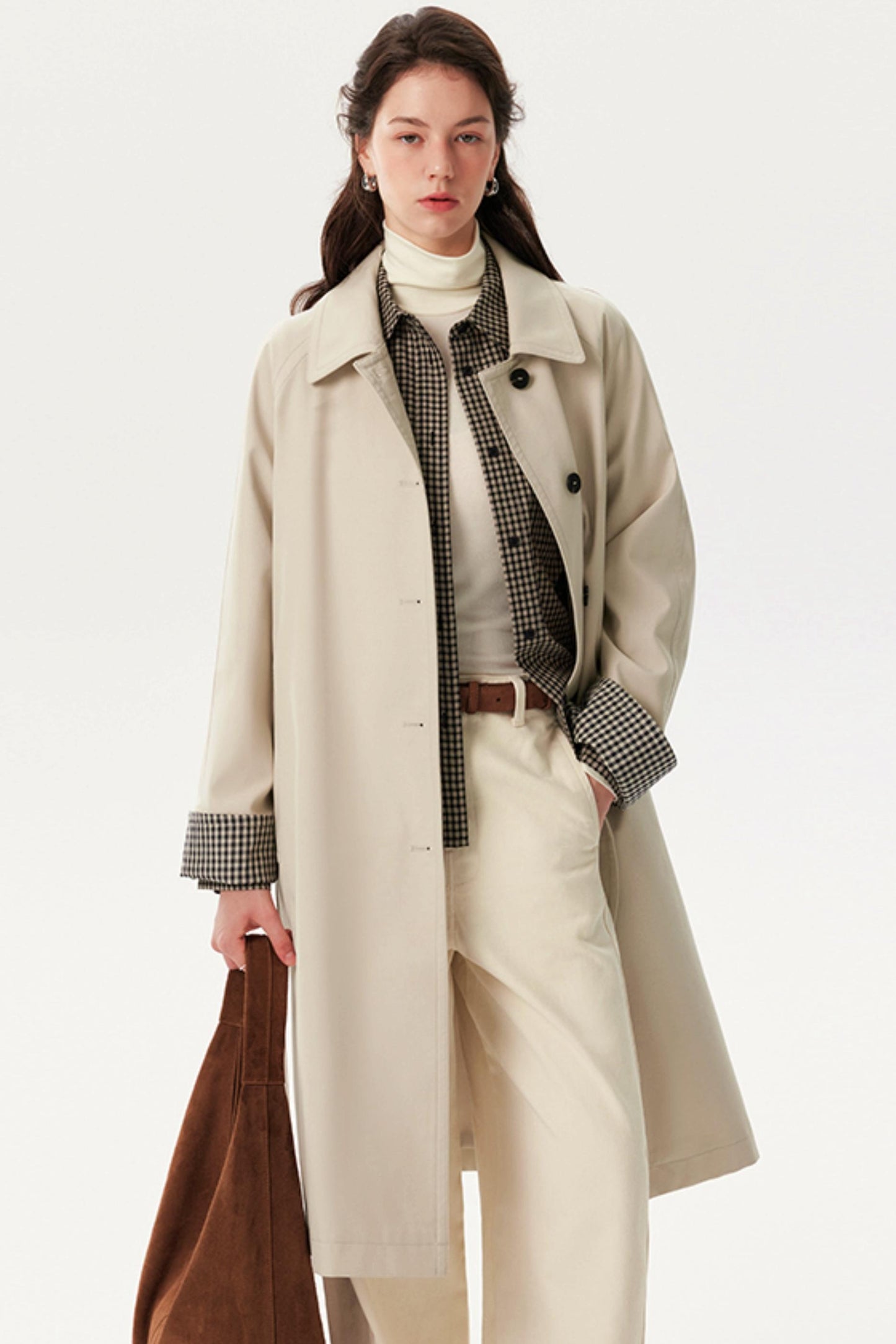 Nordic Plaid Trench Coat