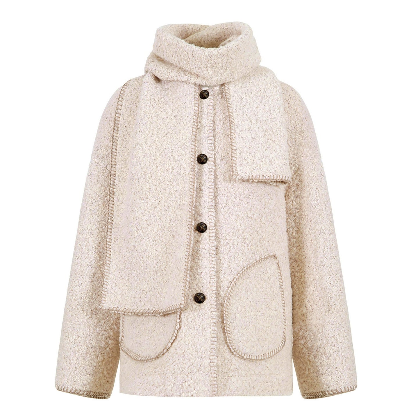 Soft Beige Woolen Coat Set