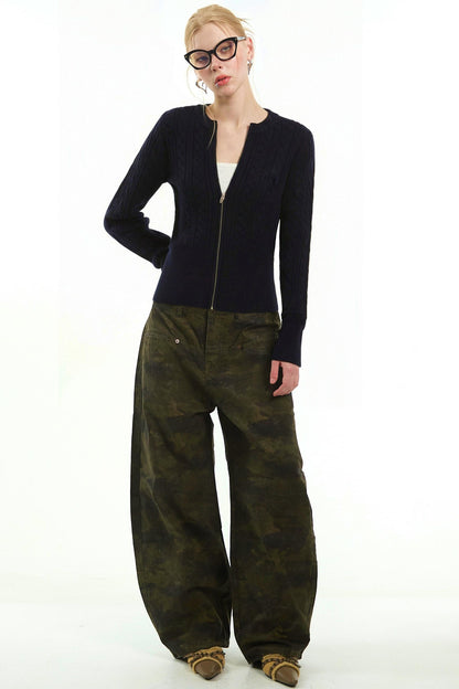 Black Twist Zipper Cardigan