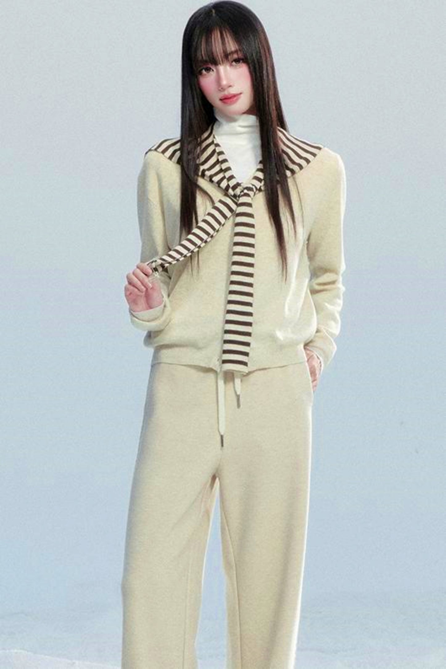 Striped Knitted Shawl Top