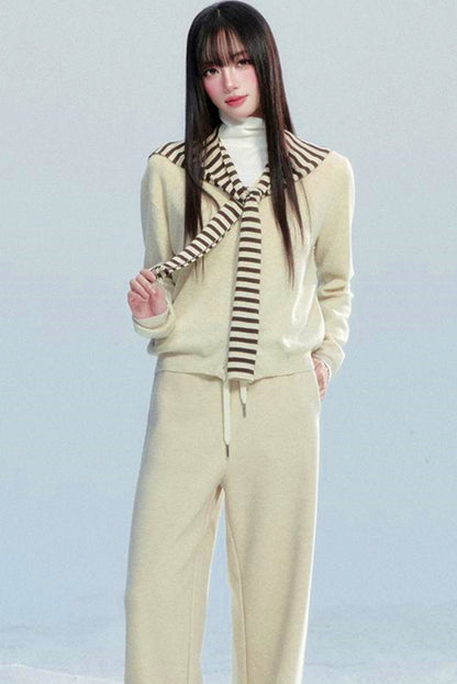 Striped Knitted Shawl Top