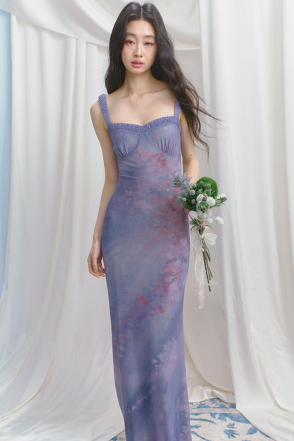 Purple Pleated Summer Dress