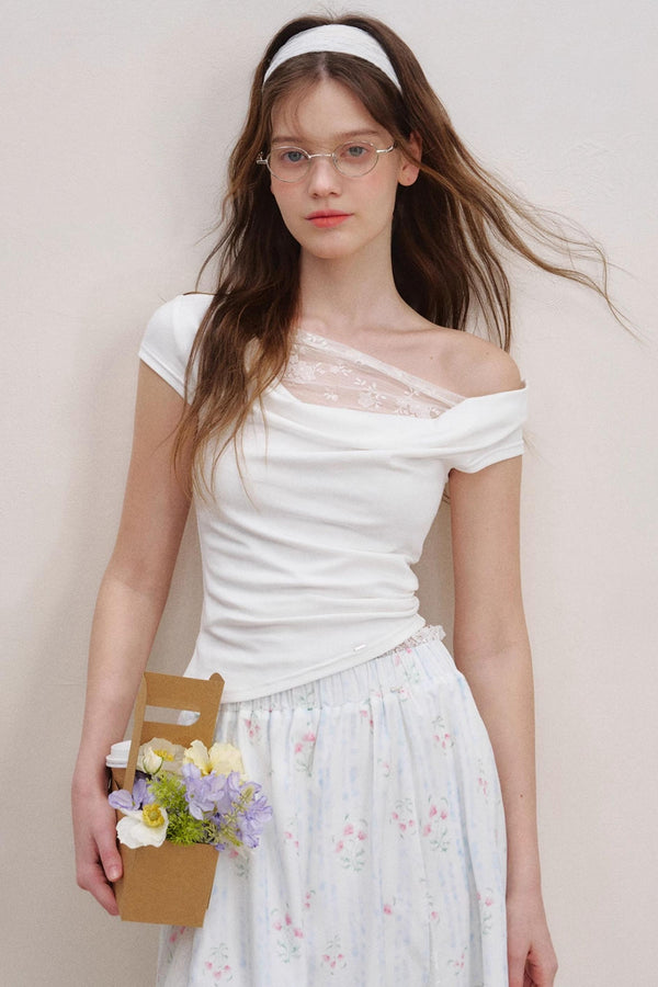 Asymmetric Lace Petal Tee