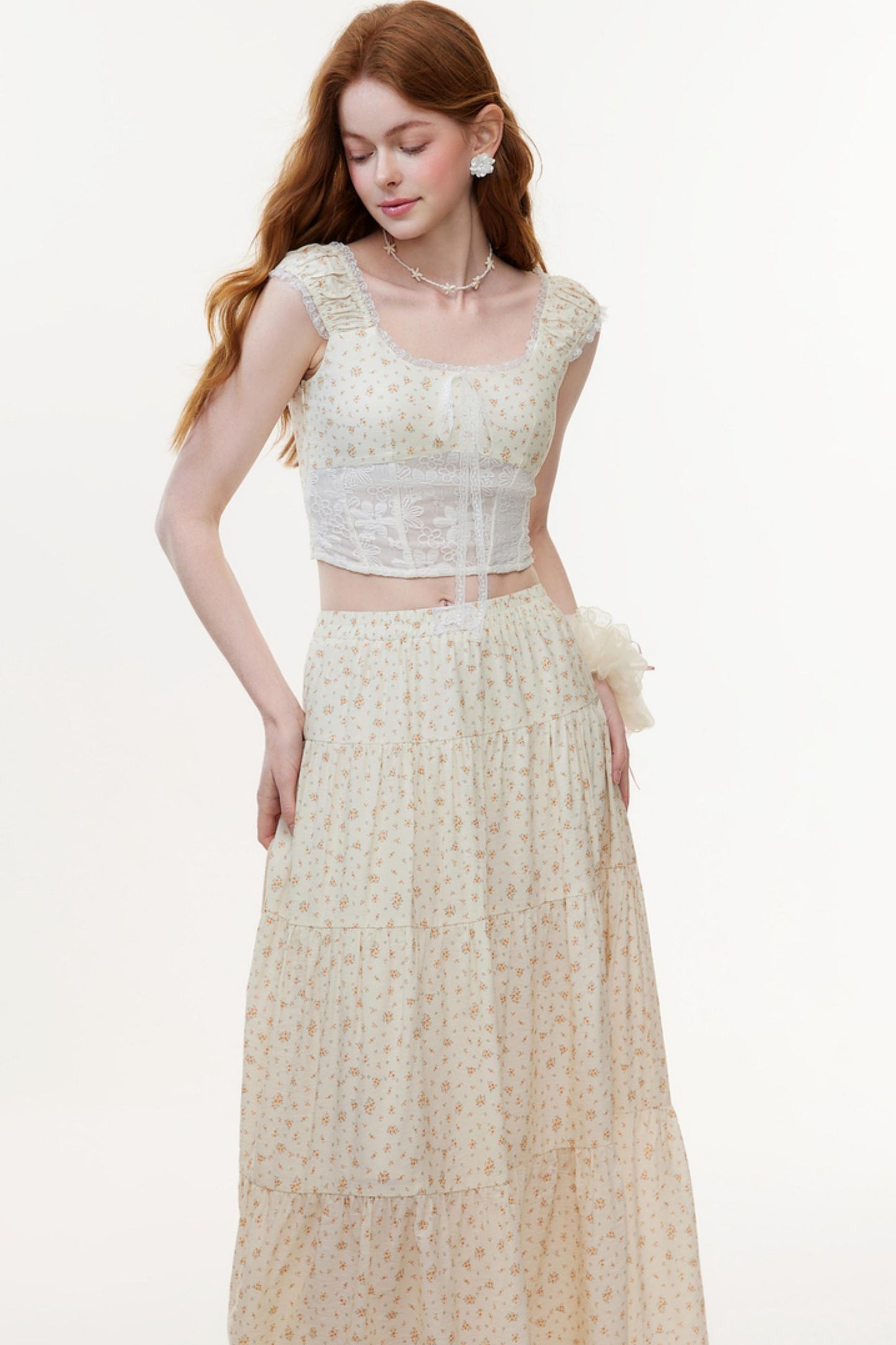Floral Lace Summer Skirt Set-Up