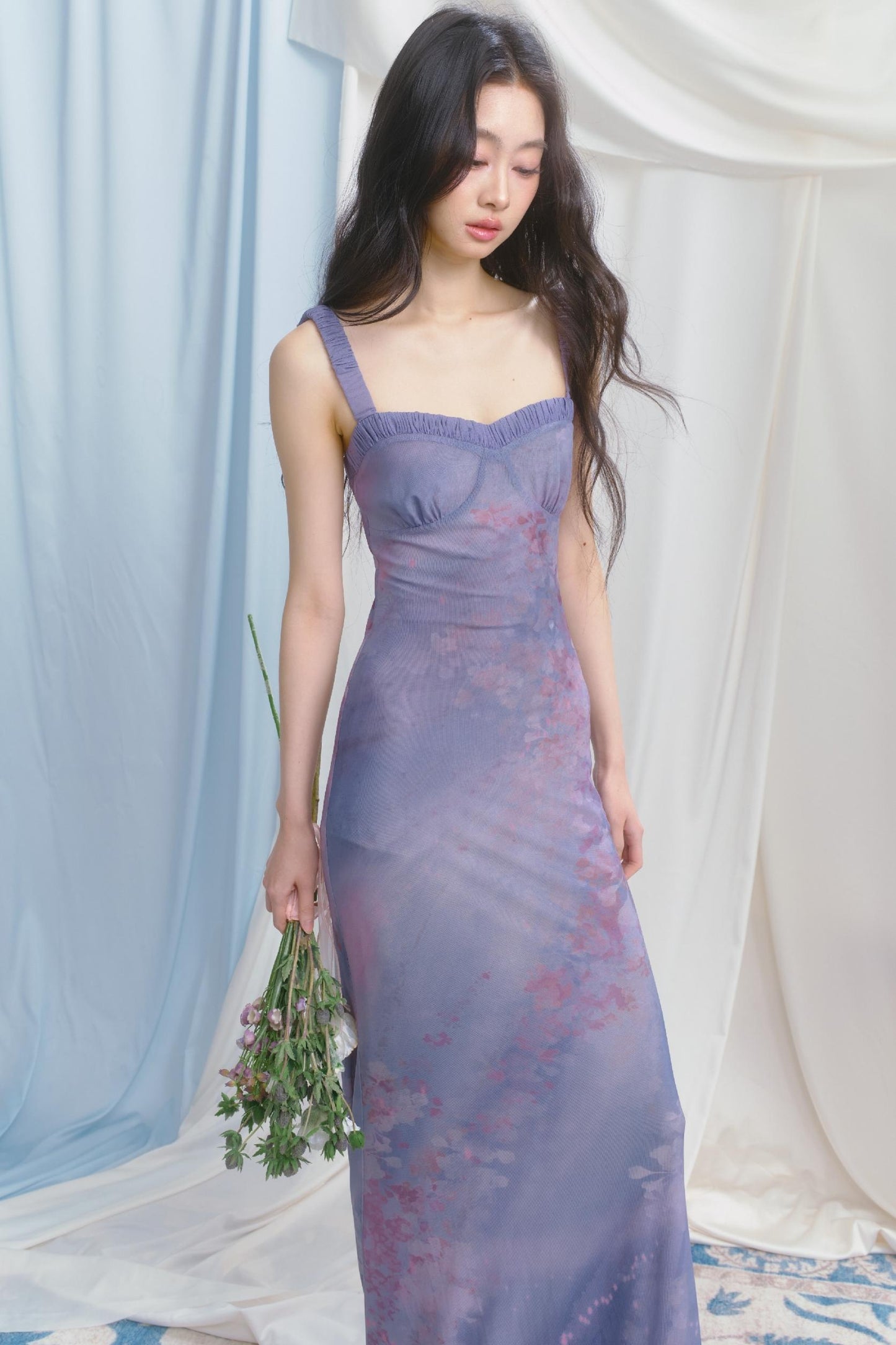 Purple Pleated Summer Dress