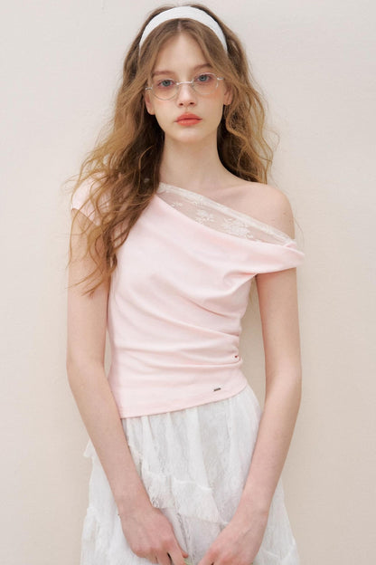 Asymmetric Lace Petal Tee