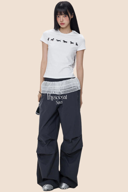 Cute Puppy Print Short Sleeve T-shirt