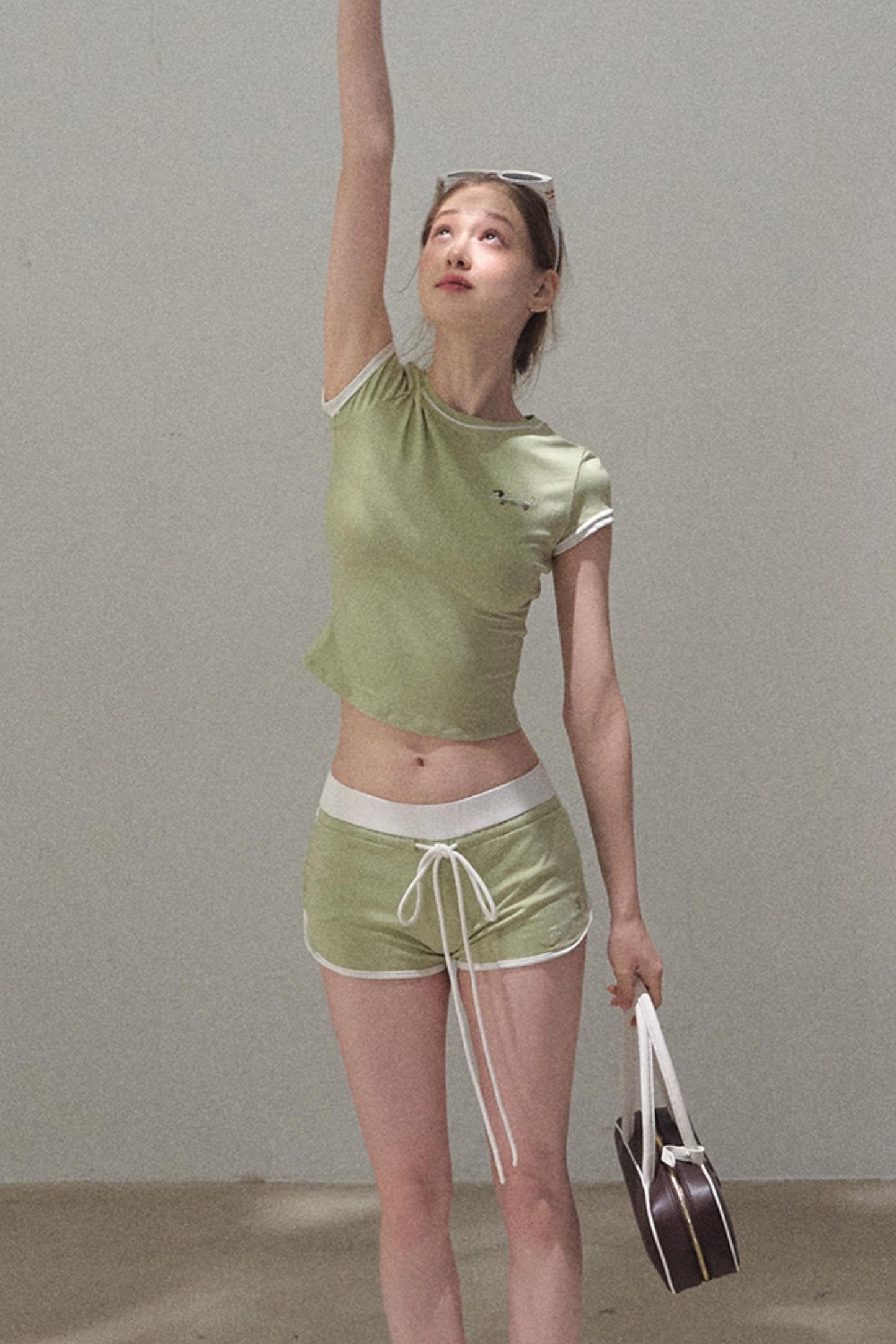 Colorblock Lace-Up Top Set-Up