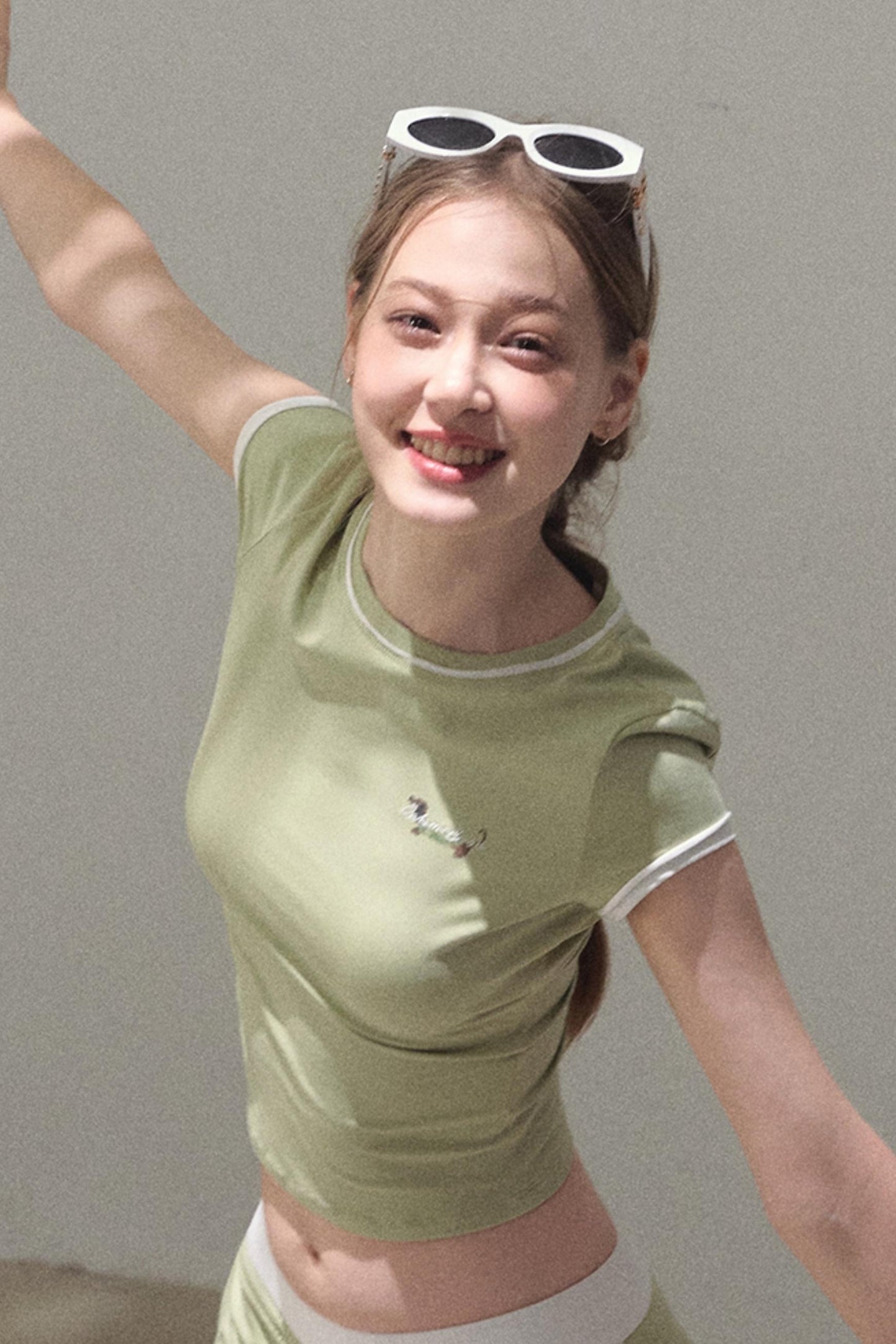 Colorblock Lace-Up Top Set-Up