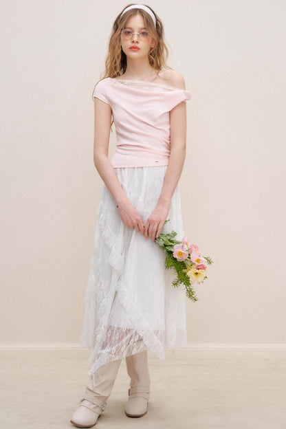 Asymmetric Lace Petal Tee