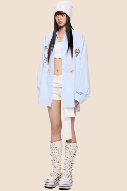 Striped Sunscreen Long Sleeve Shirt