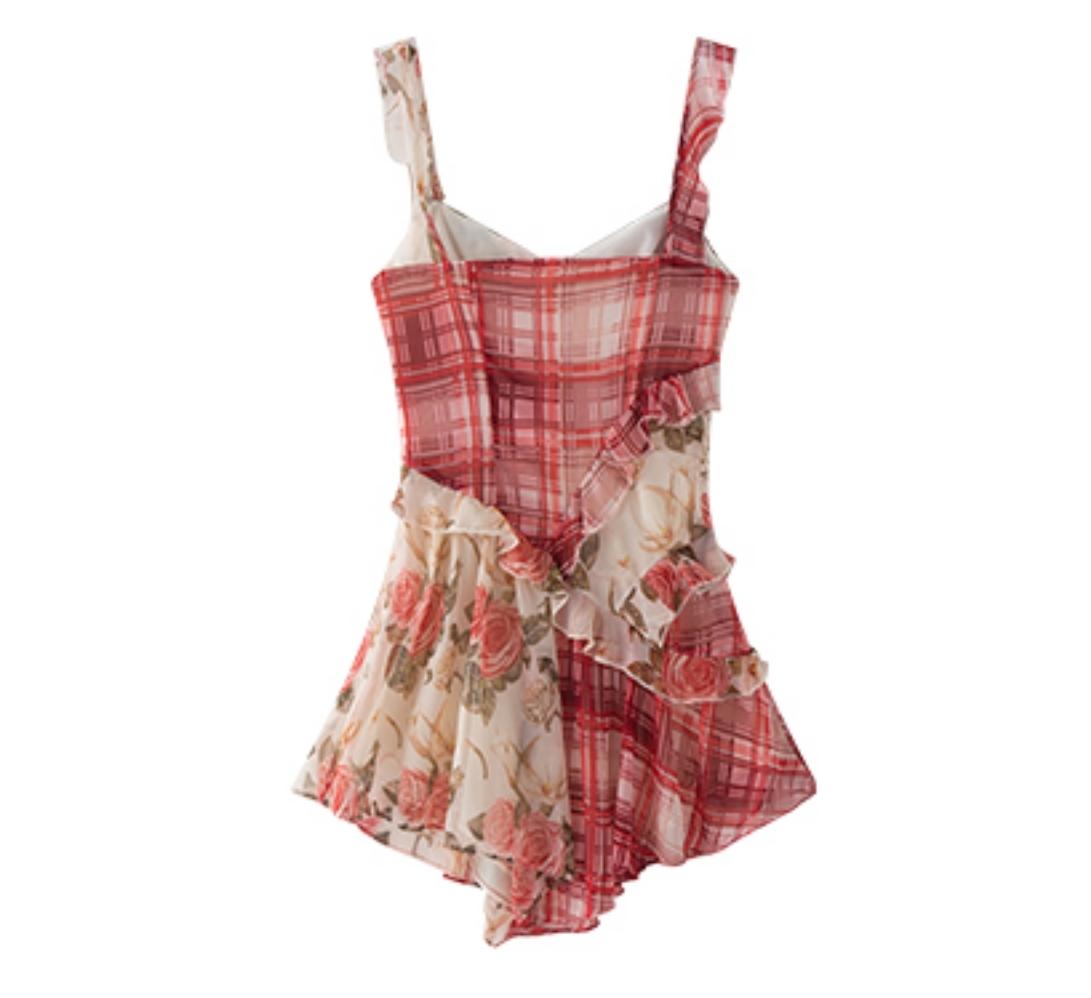 Floral Ruffle Halter Dress