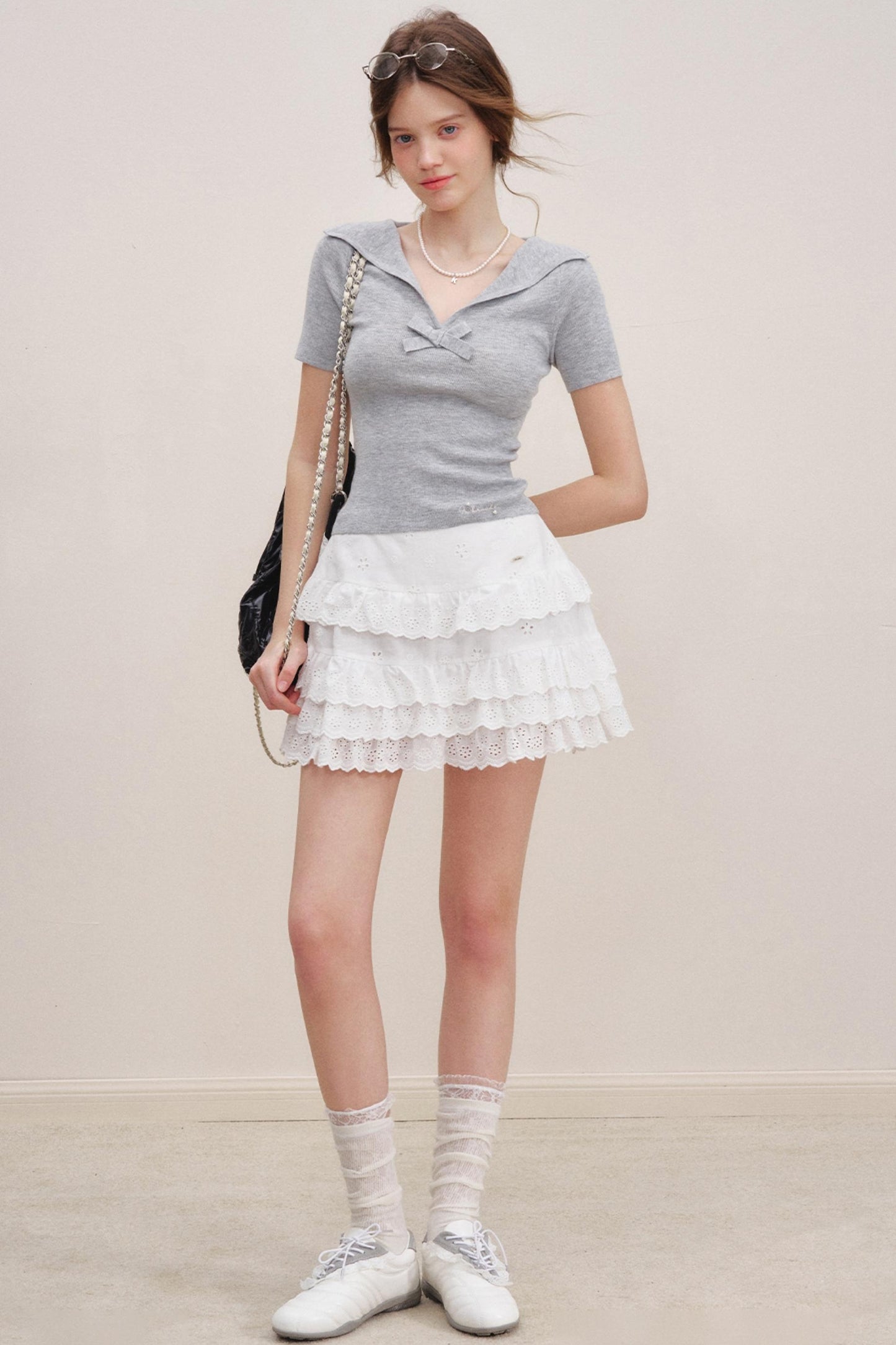 Mulberry Silk Bow Knit Top