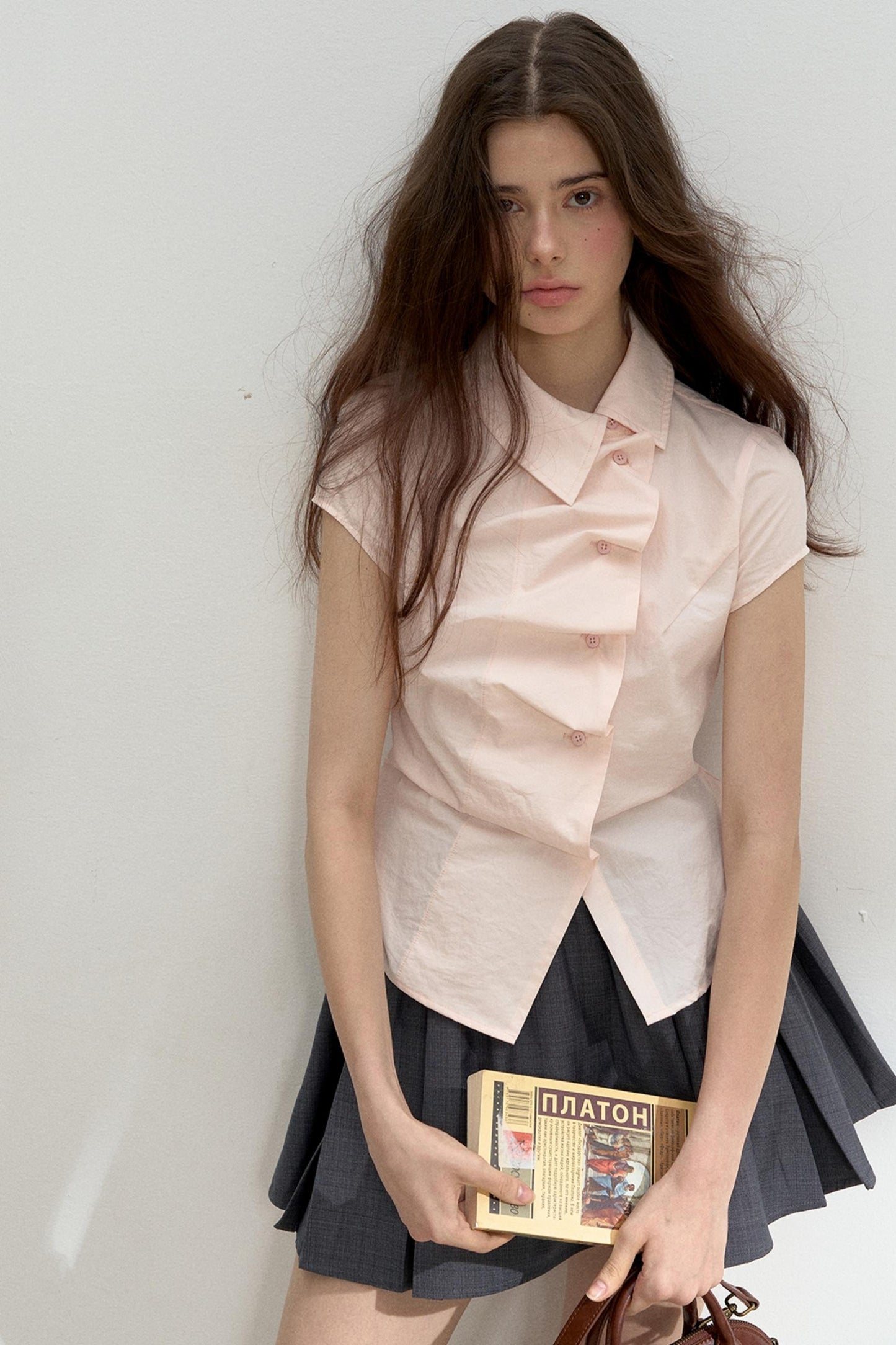 Pink Ruffled Lace Short Sleeves Blouse