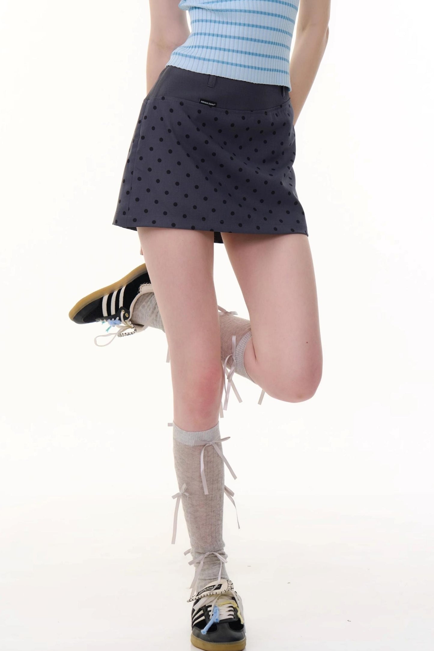Retro Polka Dot High-Waist Skirt