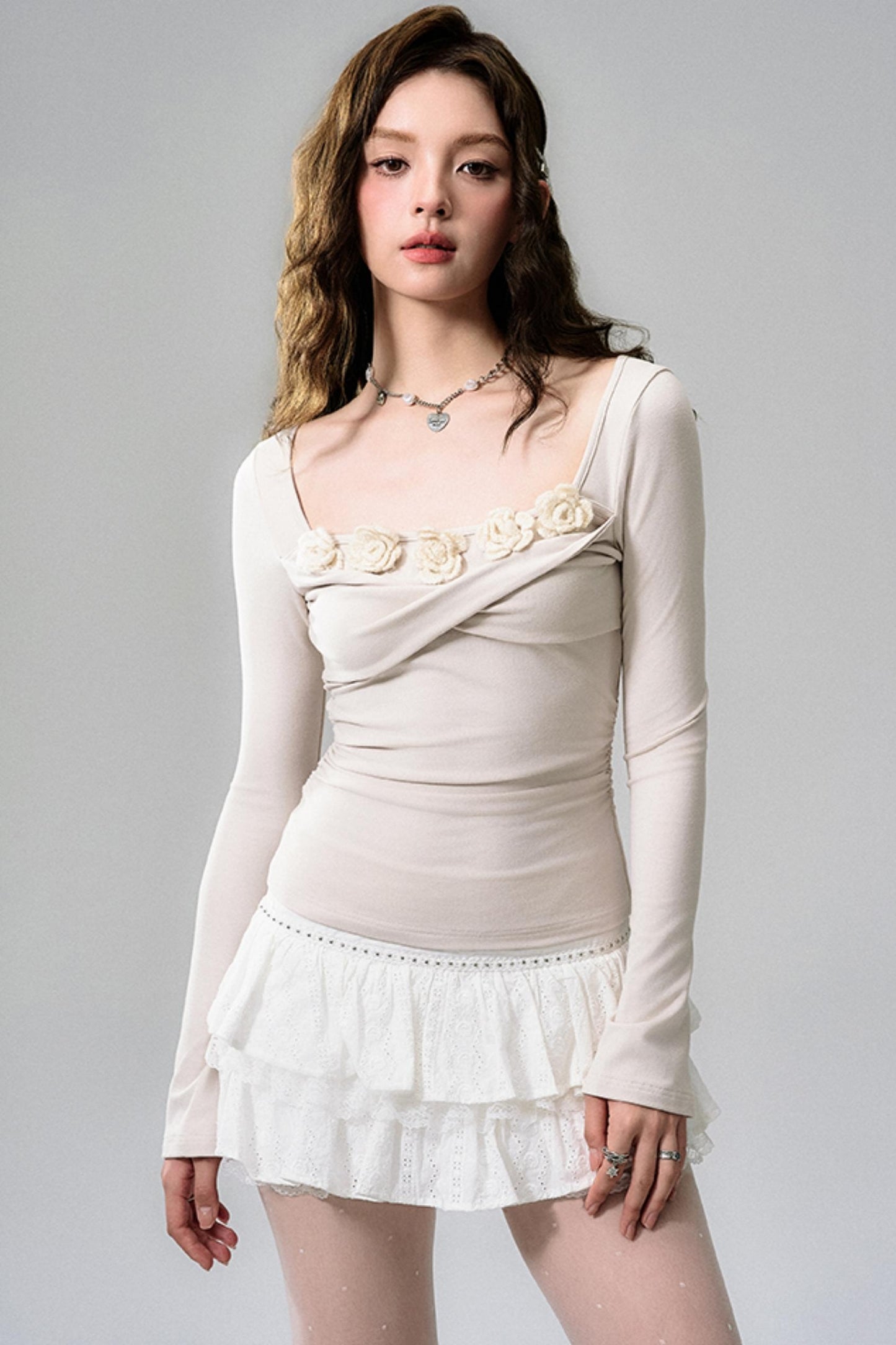 Heartwarming Khaki Floral Twist Top