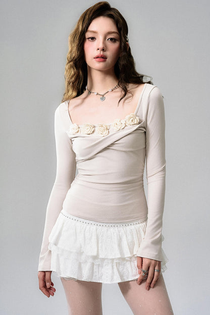 Heartwarming Khaki Floral Twist Top