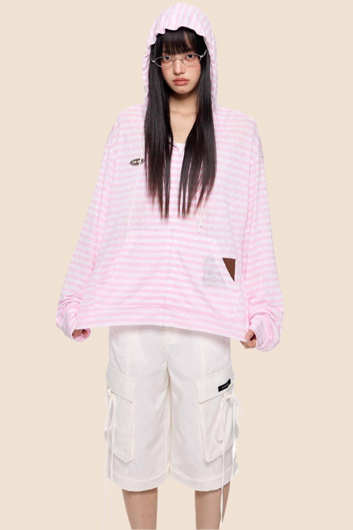 Pink Striped Summer Coverall Jacket