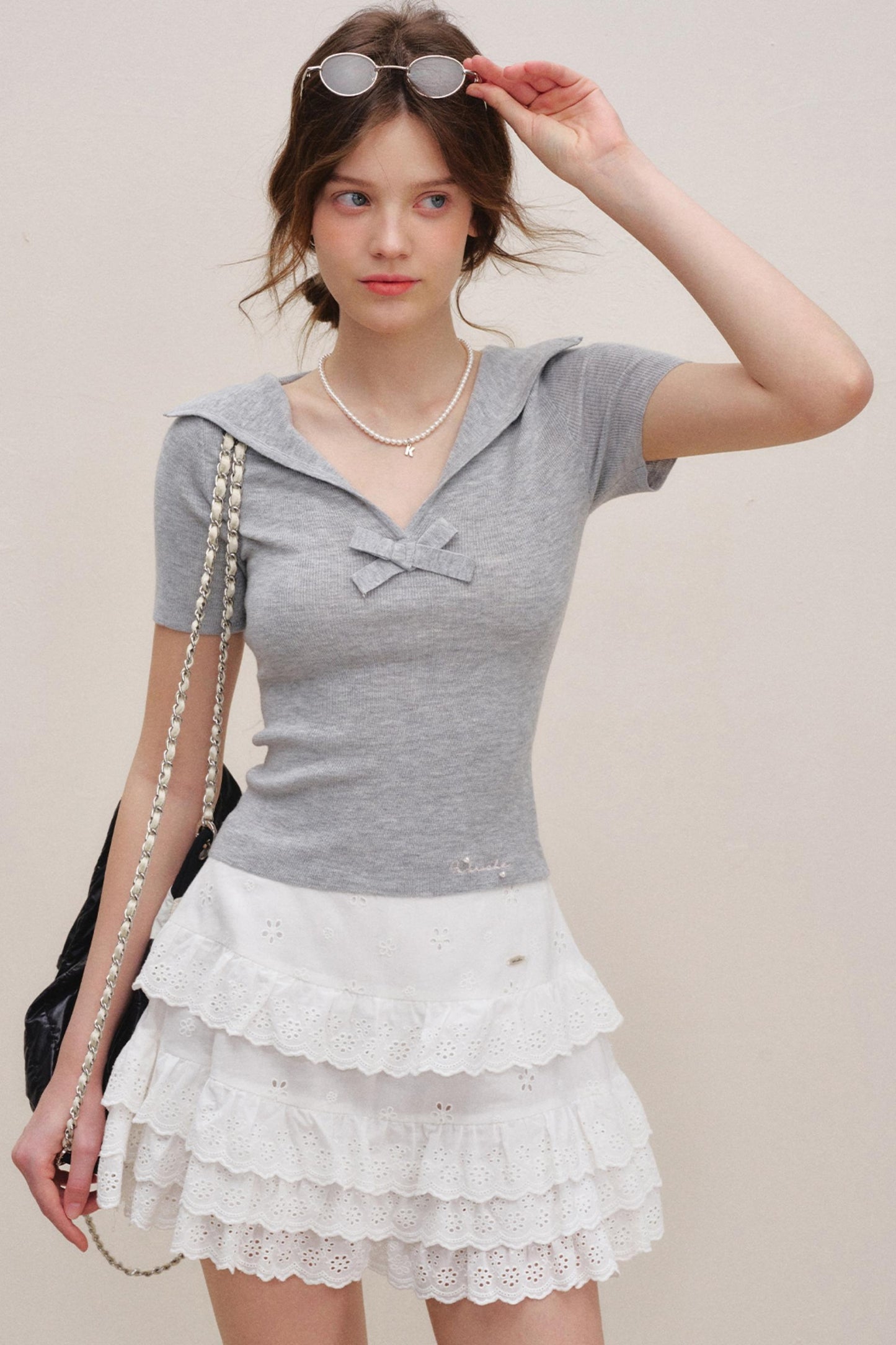 Mulberry Silk Bow Knit Top