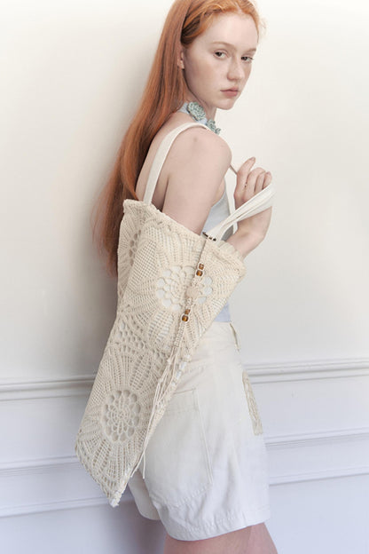 Boho Beaded Canvas Bag