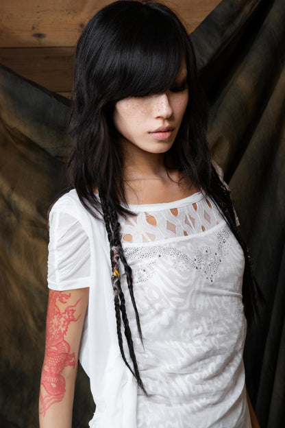 White-Black Diamond Top