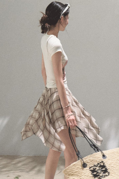 Love Ripple Plaid Skirt