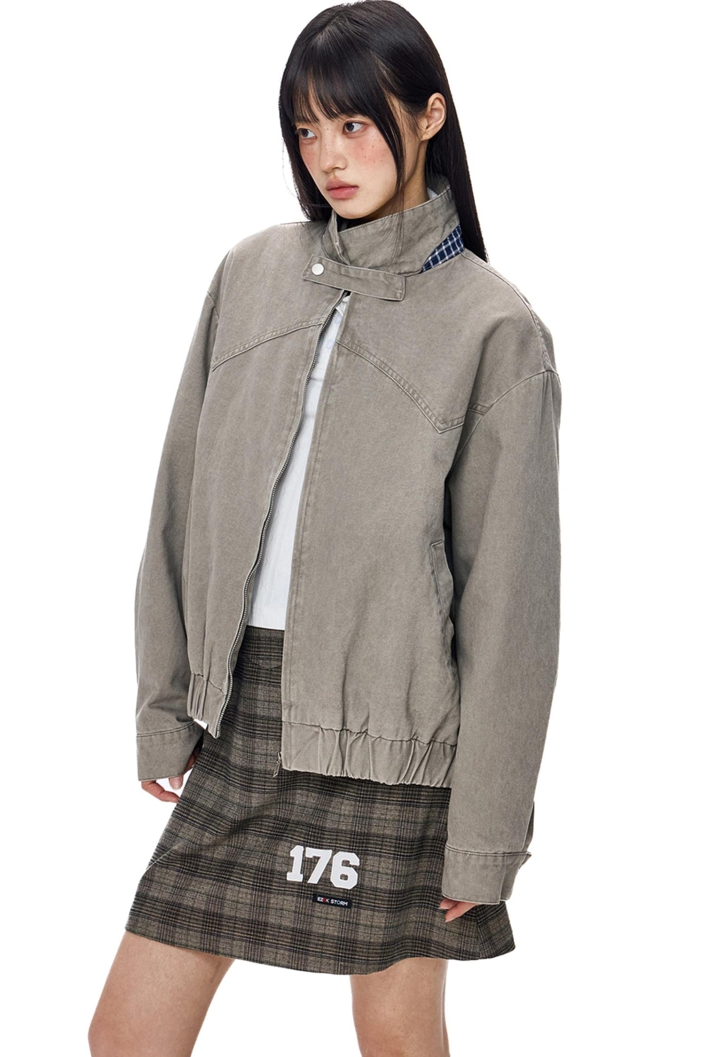 Vintage Zippered Basic Fall Jacket