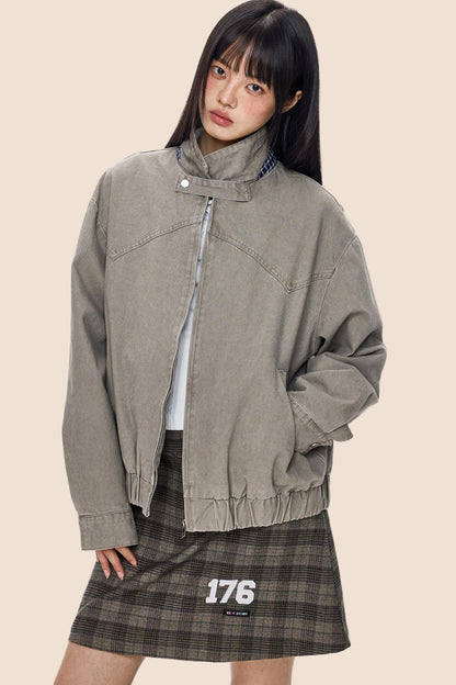 Vintage Zippered Basic Fall Jacket