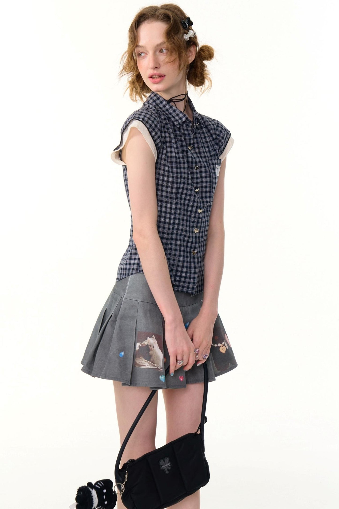 Vintage Checkered Slim Short Top