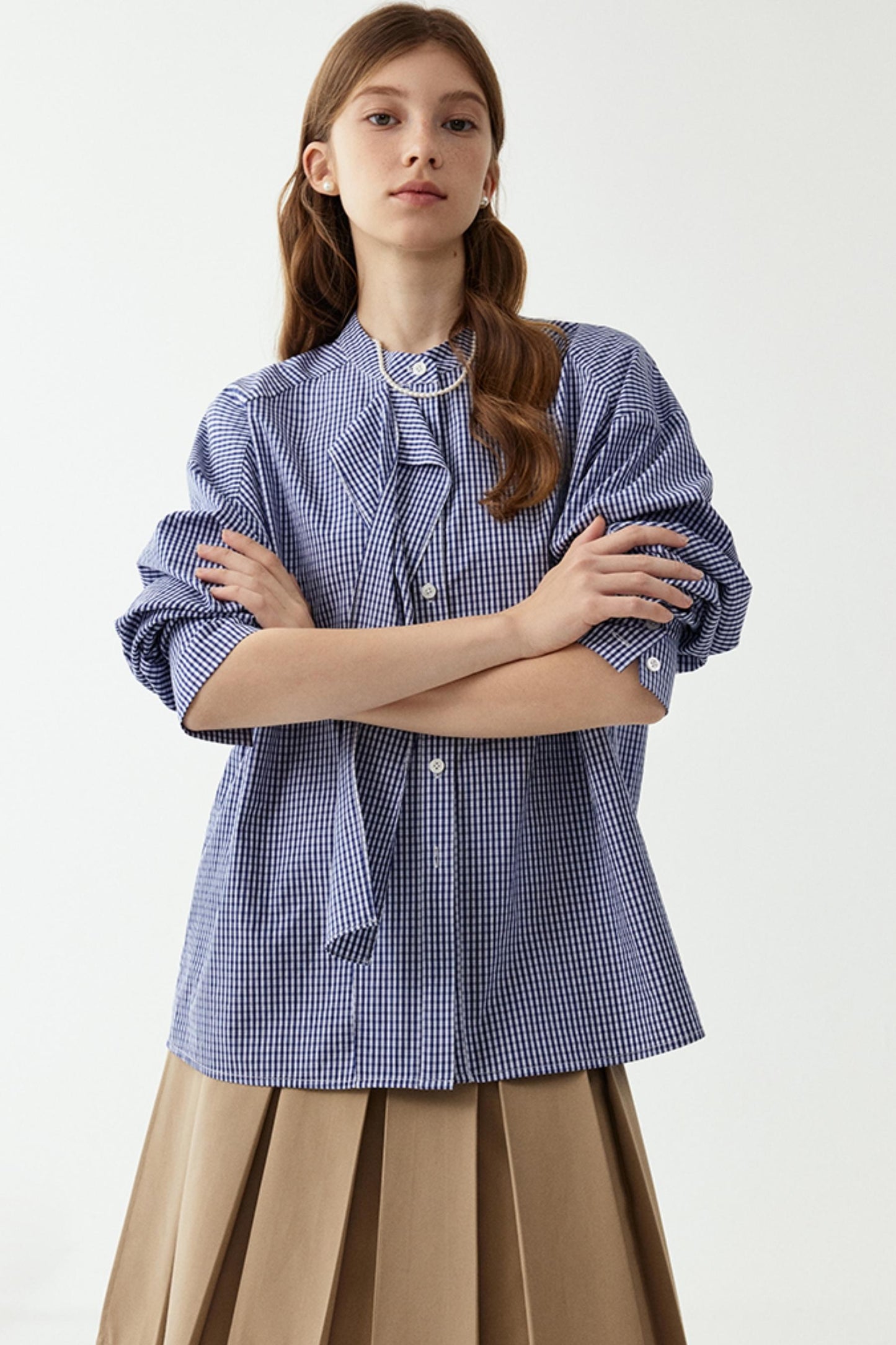 Blue Checkered Blouse
