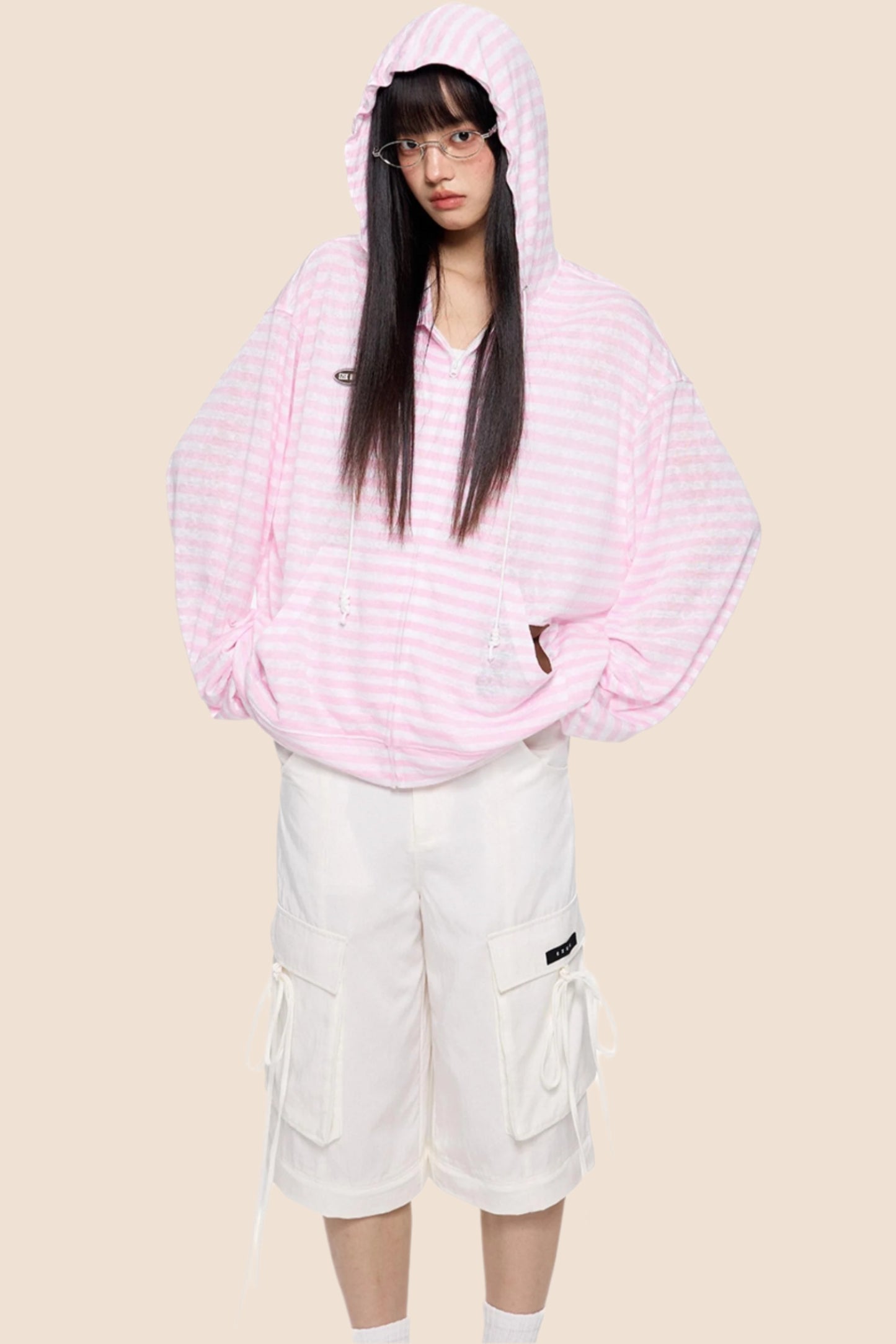 Pink Striped Summer Coverall Jacket