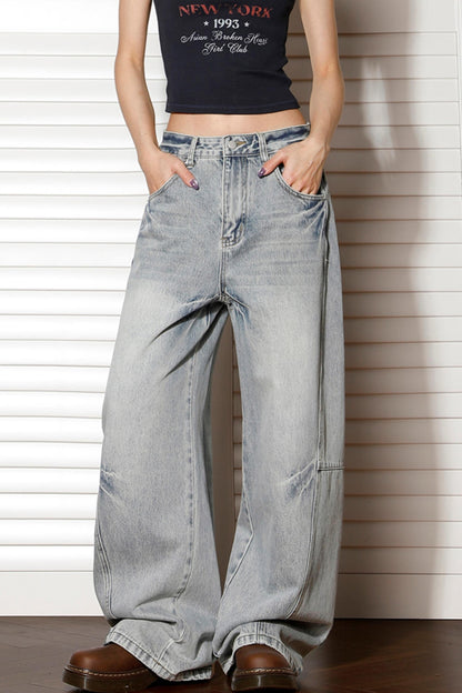 Retro High-Waisted Wide-Leg Jeans